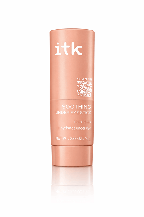 Skincare stick with 'itk' branding on a white background
