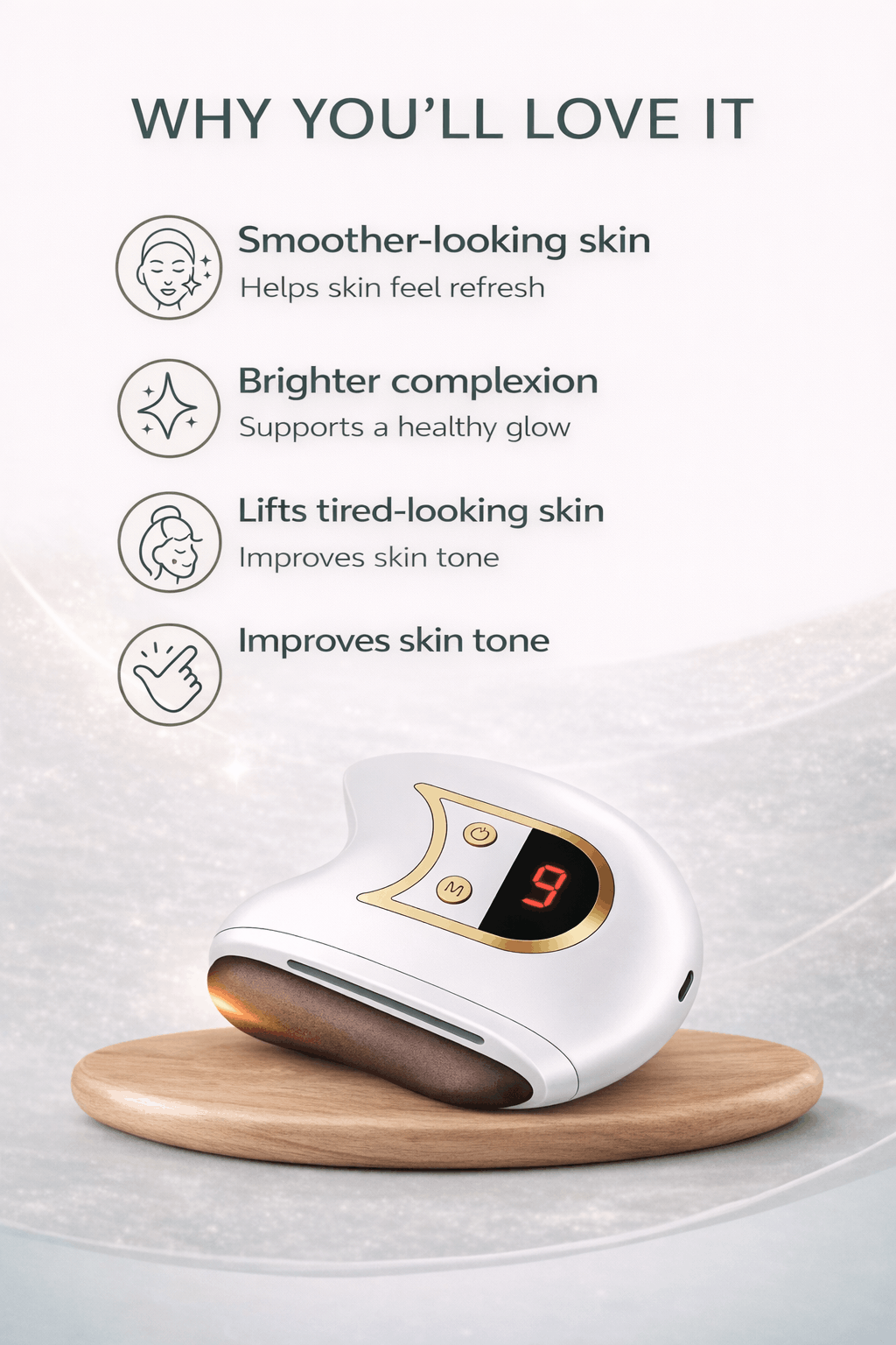 Facial Massage Tool – Electric Gua Sha with Heat, Vibration & Red Light