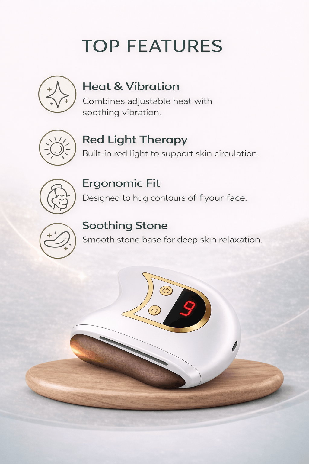 Facial Massage Tool – Electric Gua Sha with Heat, Vibration & Red Light