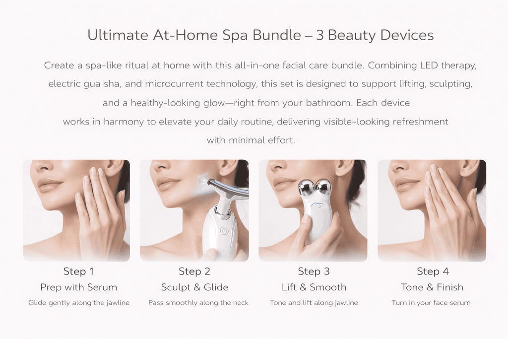 Sculpt & Glow Facial Set – At-Home Spa Bundle with LED, Gua Sha & Microcurrent