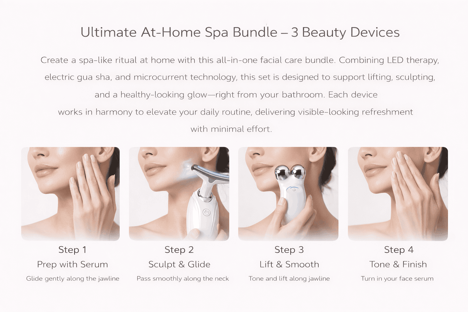 Sculpt & Glow Facial Set – At-Home Spa Bundle with LED, Gua Sha & Microcurrent