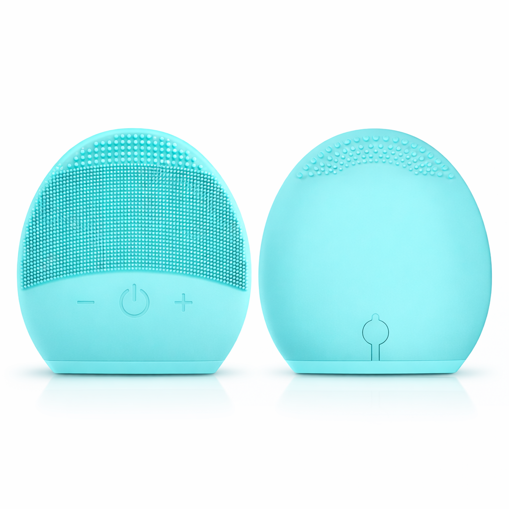 silicone face cleaning brushes on a white background