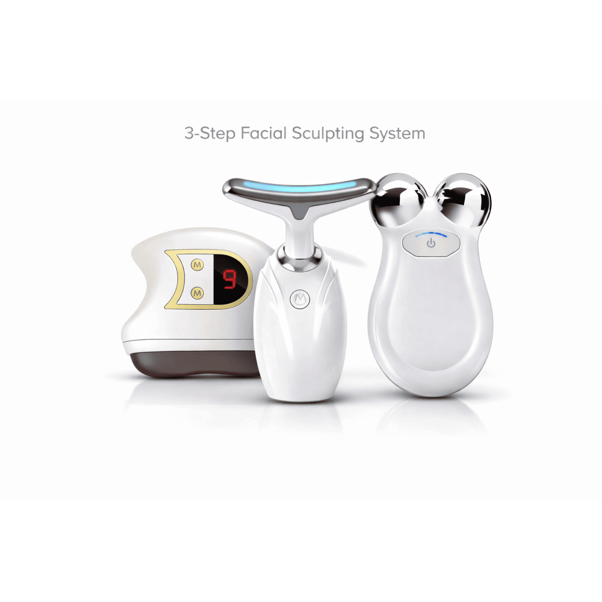 3-step facial sculpting system with digital display on a white background