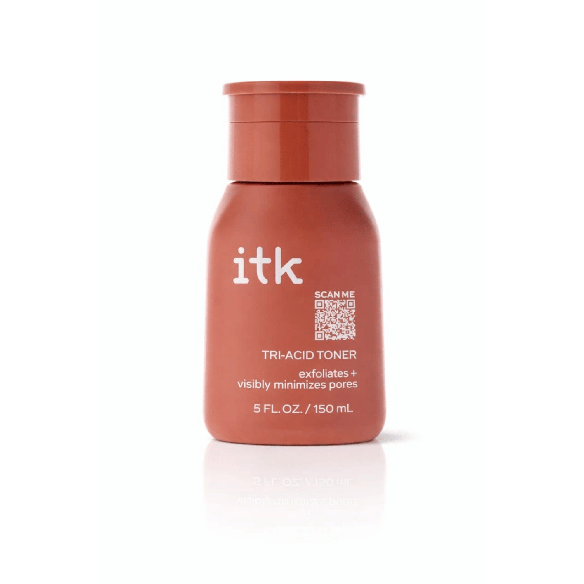 Red bottle of itk Tri-Acid Toner on a white background