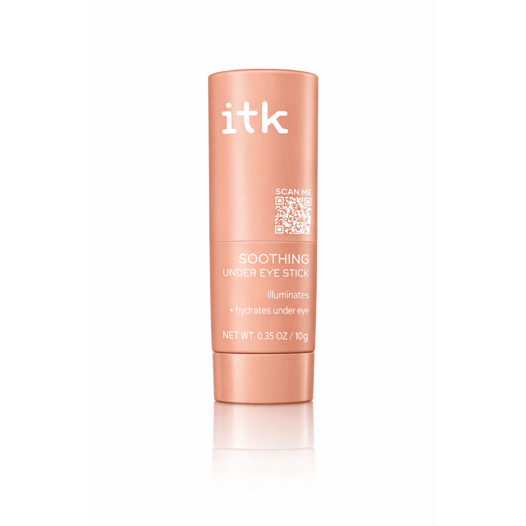 Pink skincare stick with 'itk' branding on a white background