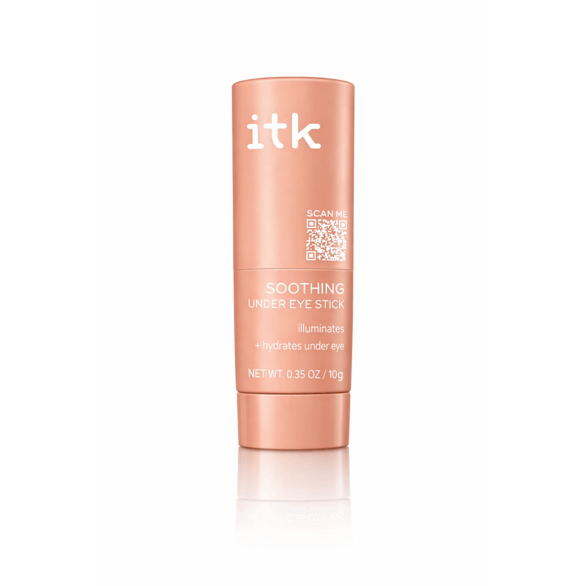 Pink skincare stick with 'itk' branding on a white background