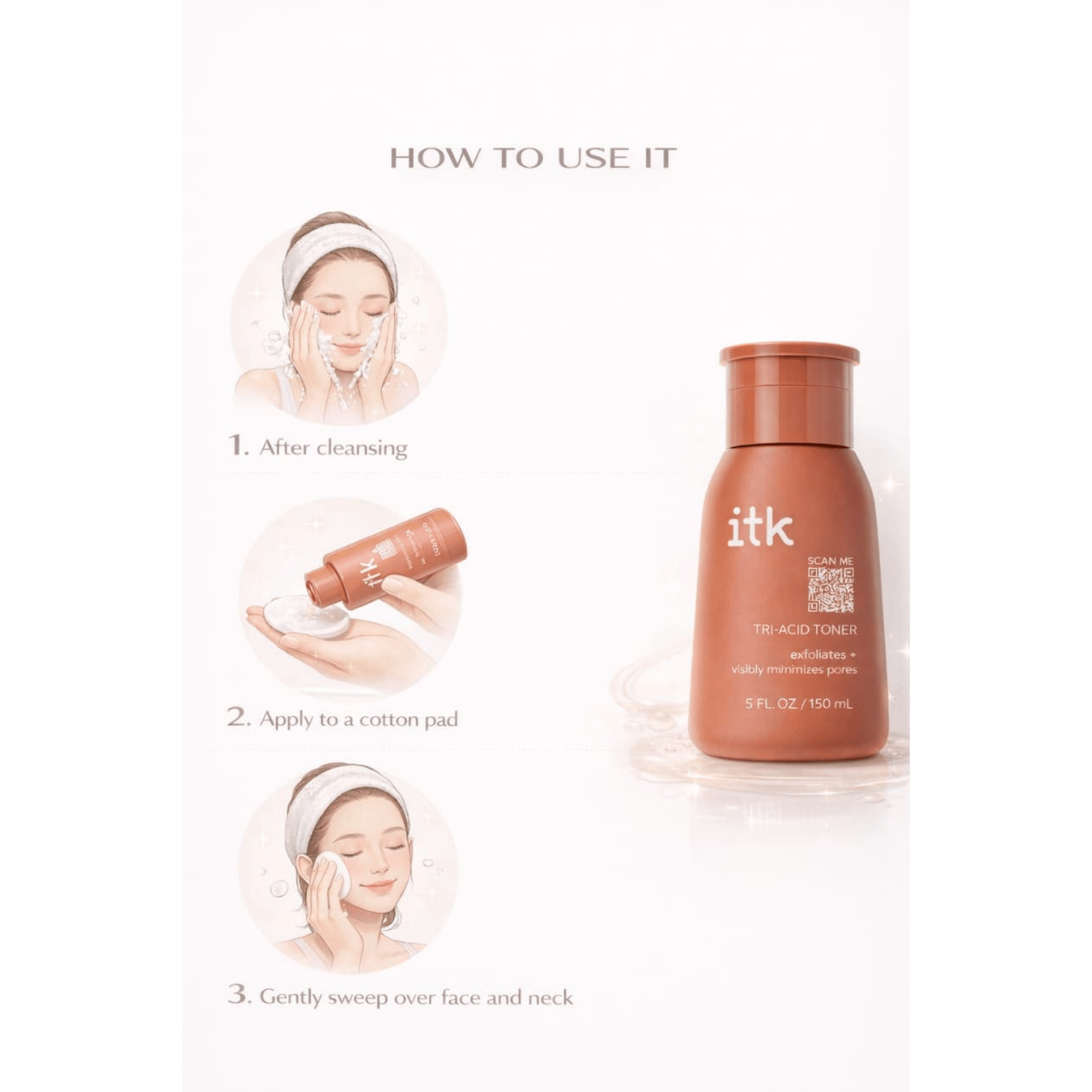 itk toner bottle with usage instructions on a white background