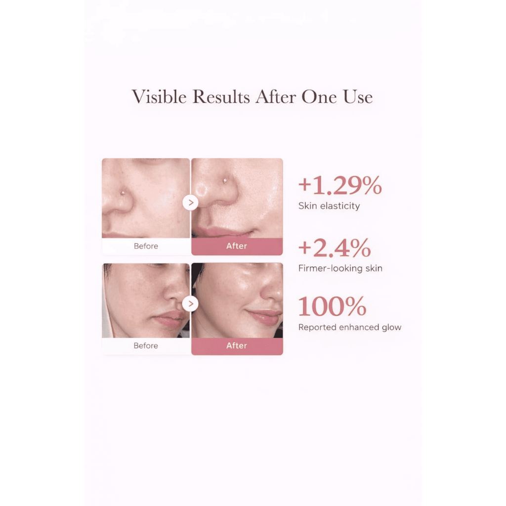 Before and after effects of a skincare product on skin with visible results.