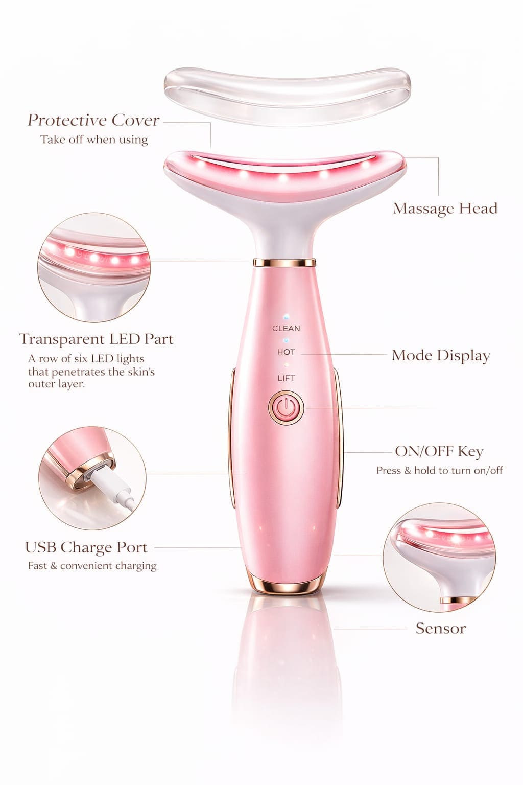 Neck & Face Sculpting Device – LED Facial Massager for Smoother-Looking Skin